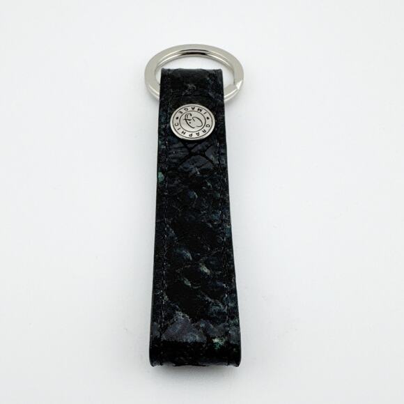 Graphic Image Keychain Strap Black Faux Snakeskin Pattern with Logo Accent - Picture 8 of 10